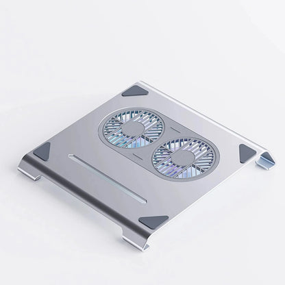 2 High - Speed Fan Aluminum Laptop Cooler with Pad, Adjustable Stand, for 10 - 15" Laptops - AMULET RING STORE