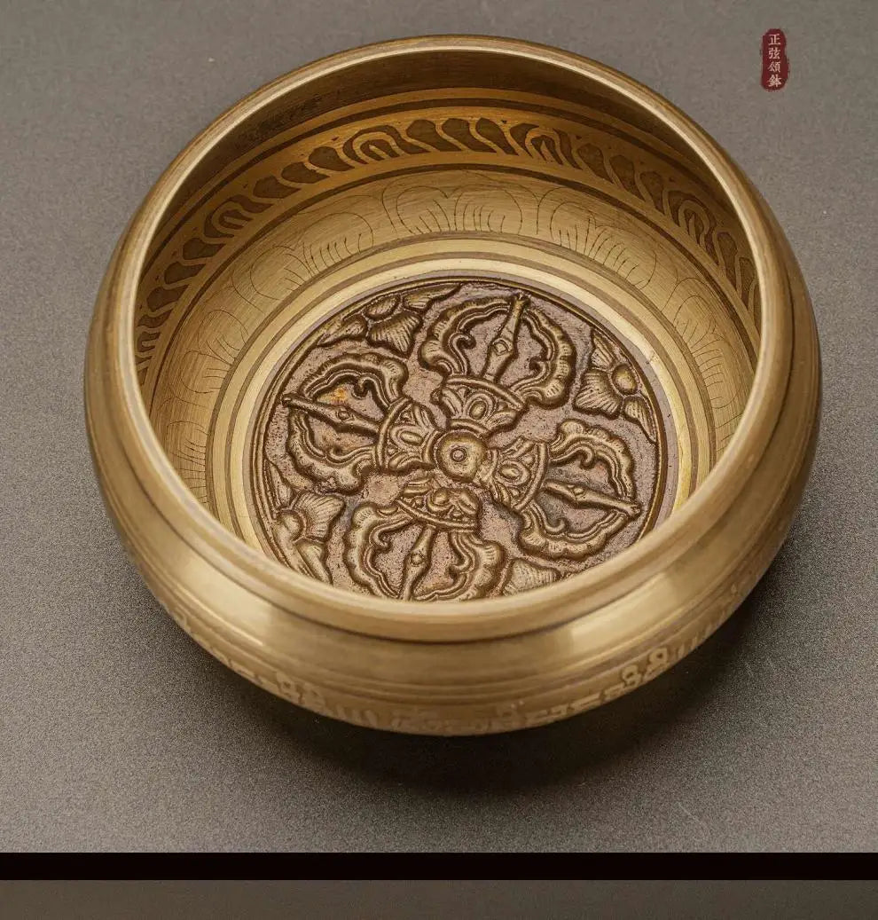 Nepal Handmade Singing Bowl Large Brass Tibetan Bowls Yoga Meditation Sound Healing Instrument Buddhist Sound Bowls Ornaments - AMULET RING STORE