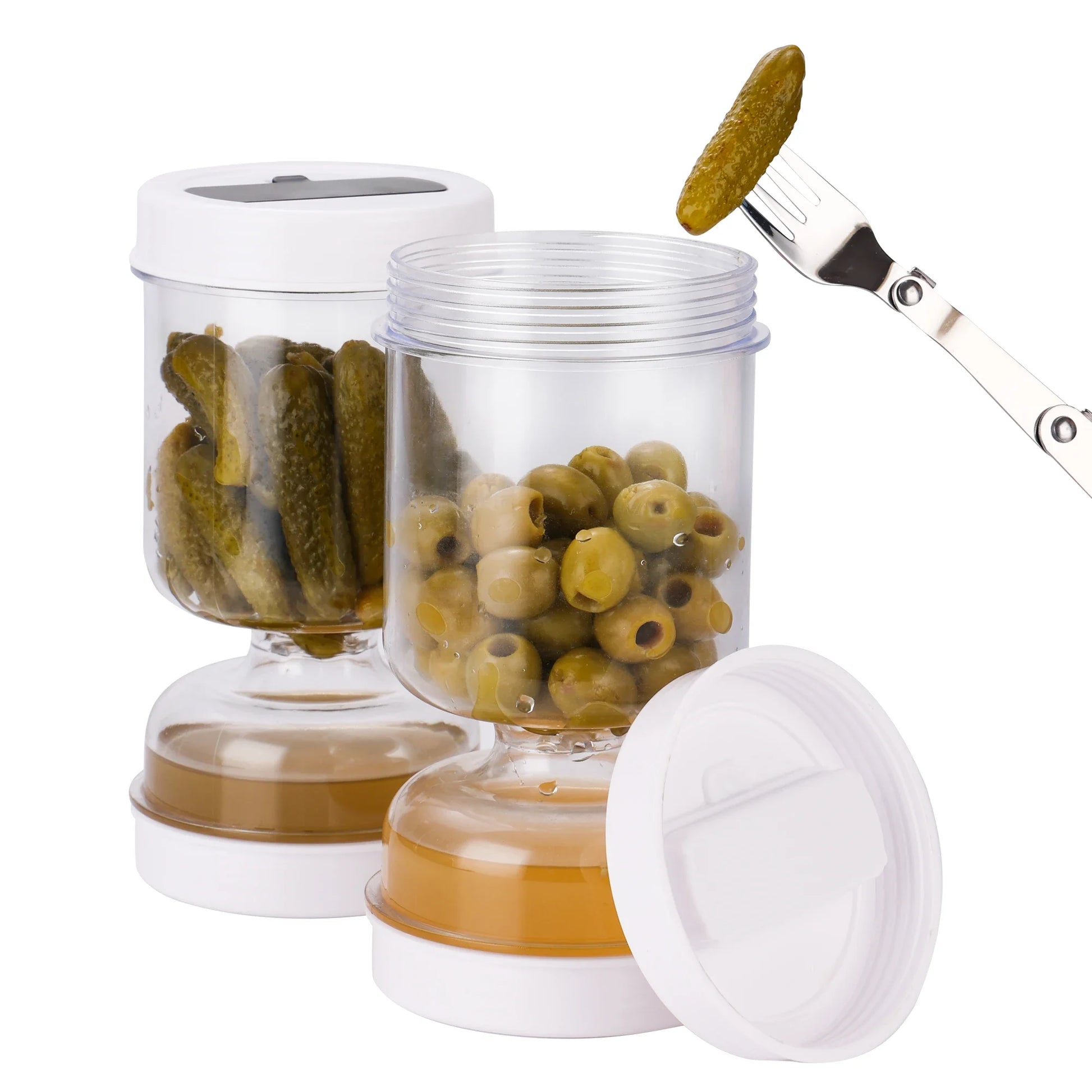 Pickle Olive Hourglass Jar Dry and Wet Dispenser with Strainer Flip Can for Food Storage Cucumber Olives Kitchen Supplies Tool - AMULET RING STORE