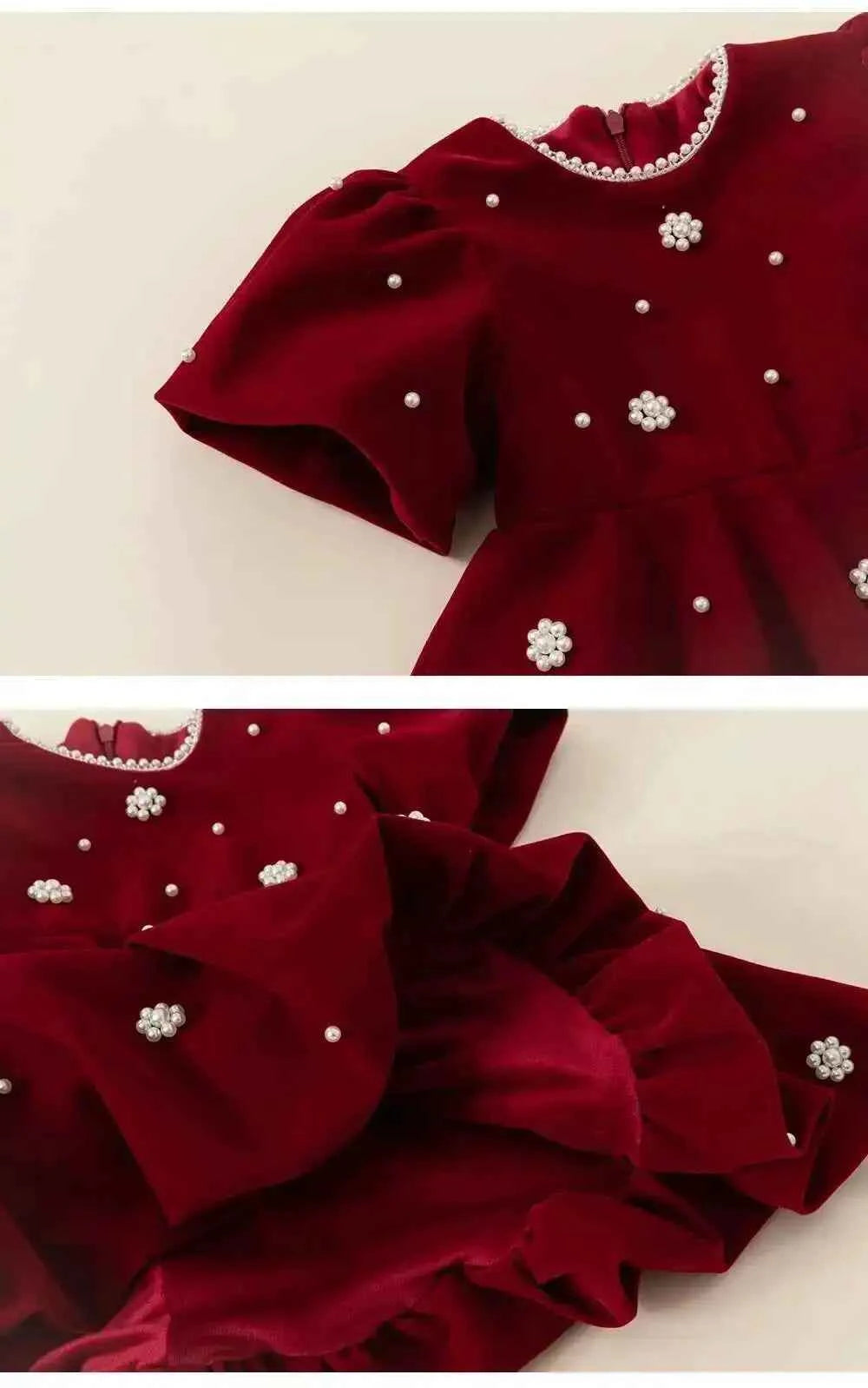 Autumn Winter Children Dress 1-10Y Girls Pearl Thick Warm Fleece Party Christmas Princess Dresses Toddler Wear Kids Clothing New