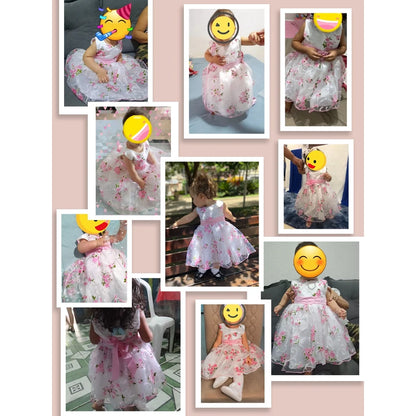 Eu's SWIND Baby Girls Dresses For 1st Birthday Floral Elegant Bow Wedding Party Tutu Gown Girls Pink White Formal Gala Costume