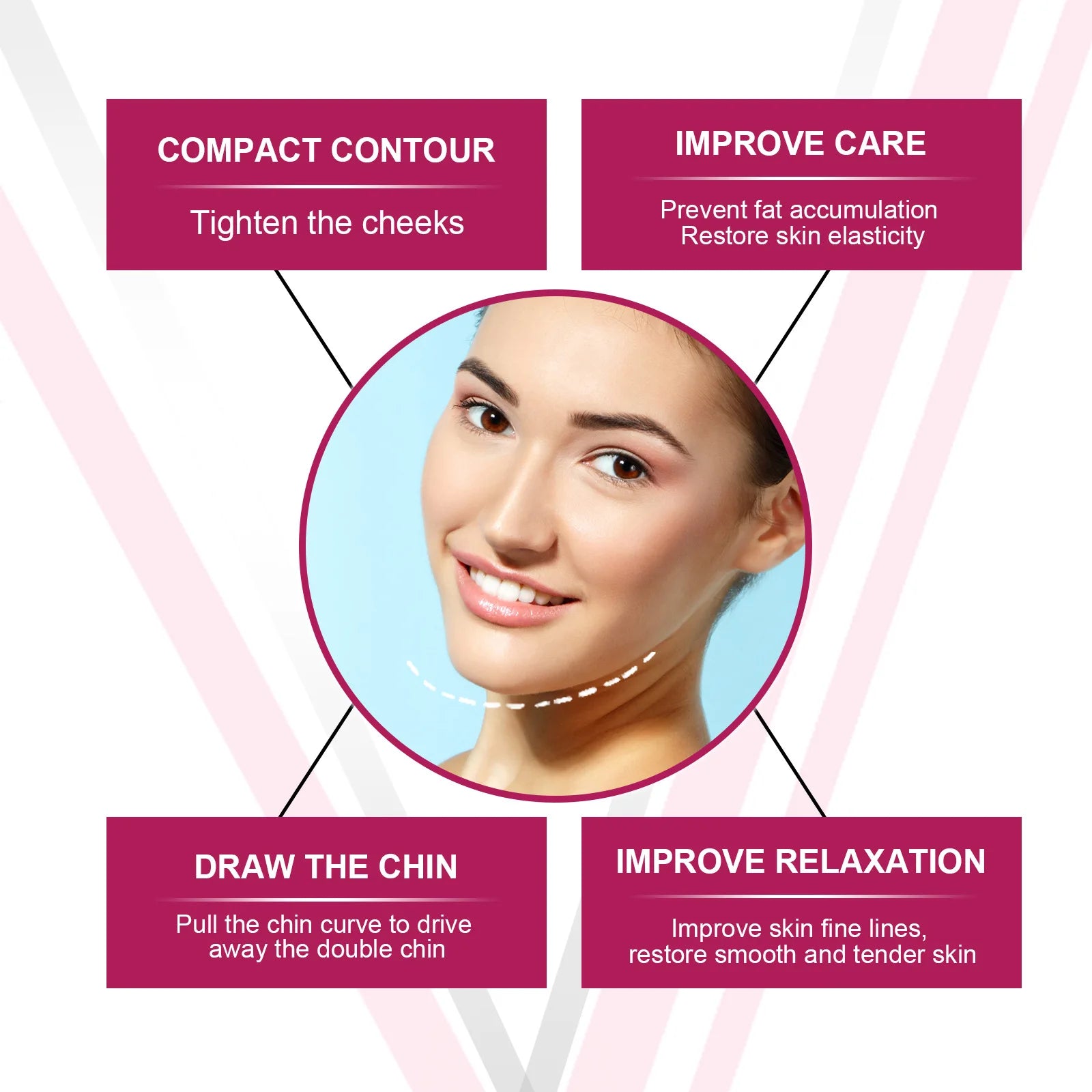 V-Shaped Face Cream Lift Firm Tighten Remove Double Chins To Create A Small V Slim-ming Face Anti Agin-g Beauty Massage Products - AMULET RING STORE