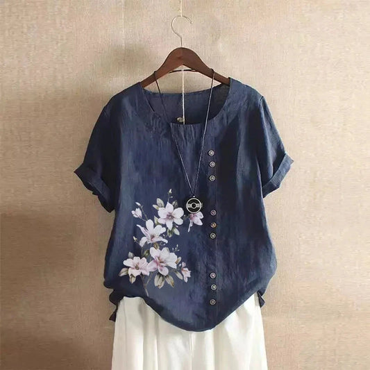 Cotton Linen T Shirt Women's Clothing Summer Retro Ladies Tops Tee Casual Loose Short Sleeve T-shirt Woman Ropa Blusas Tshirt