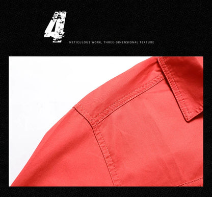 Retro Cargo style Men's Long Sleeve Shirt With Pocket Design, Men'sCasual Button Up Shirt For Spring Fall Qutdoo