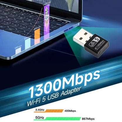 1300Mbps Mini USB Wifi Adapter Network Dual Band 2.4G/5Ghz Ethernet WIFI Lan Adapter Dongle Network Card Wireless Wi-Fi Receiver - AMULET RING STORE