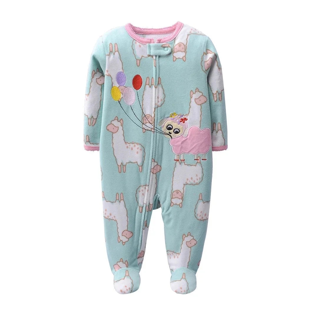 Newborn Infant Baby Girl Rompers 2024 Winter Autumn Warm Micro Fleece Animal Sleepsuit Animal Overall Babe Jumpsuits 0-12 Months - AMULET RING STORE