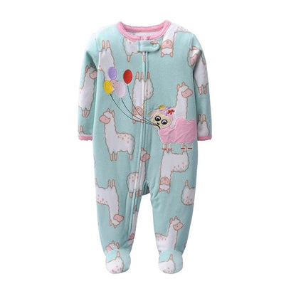 Newborn Infant Baby Girl Rompers 2024 Winter Autumn Warm Micro Fleece Animal Sleepsuit Animal Overall Babe Jumpsuits 0-12 Months - AMULET RING STORE