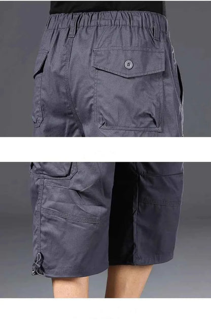 Knee Length Cargo Shorts Men's Summer Casual Cotton Multi Pockets Breeches Cropped Short Trousers Camouflage Shorts