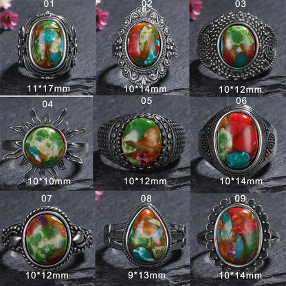 Vintage Natural Emperor Stone Ring S925 Silver Retro Hollow Luxury Fine Jewelry Wedding Gift for Women - AMULET RING STORE