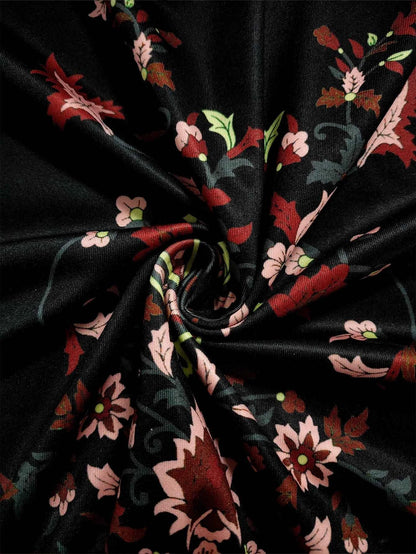 Plus Size Women's Boho Floral Maxi Dress, Long - Sleeve V - Neck, Ethnic Print, Casual & Festival Wear