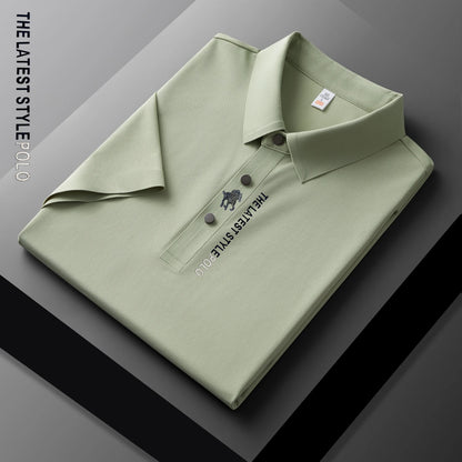 Ice Silk Polo Shirt Short Sleeved Letter Printing T-shirt New 2024 Summer Men's Clothing High-grade  Shirts