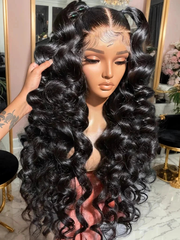 Loose Deep Wave 13x4 Lace Front Human Hair Black Wigs Deep Wave Brazilian 5x5 Closure Wear And Go Glueless Human Hair Curly Wigs - AMULET RING STORE