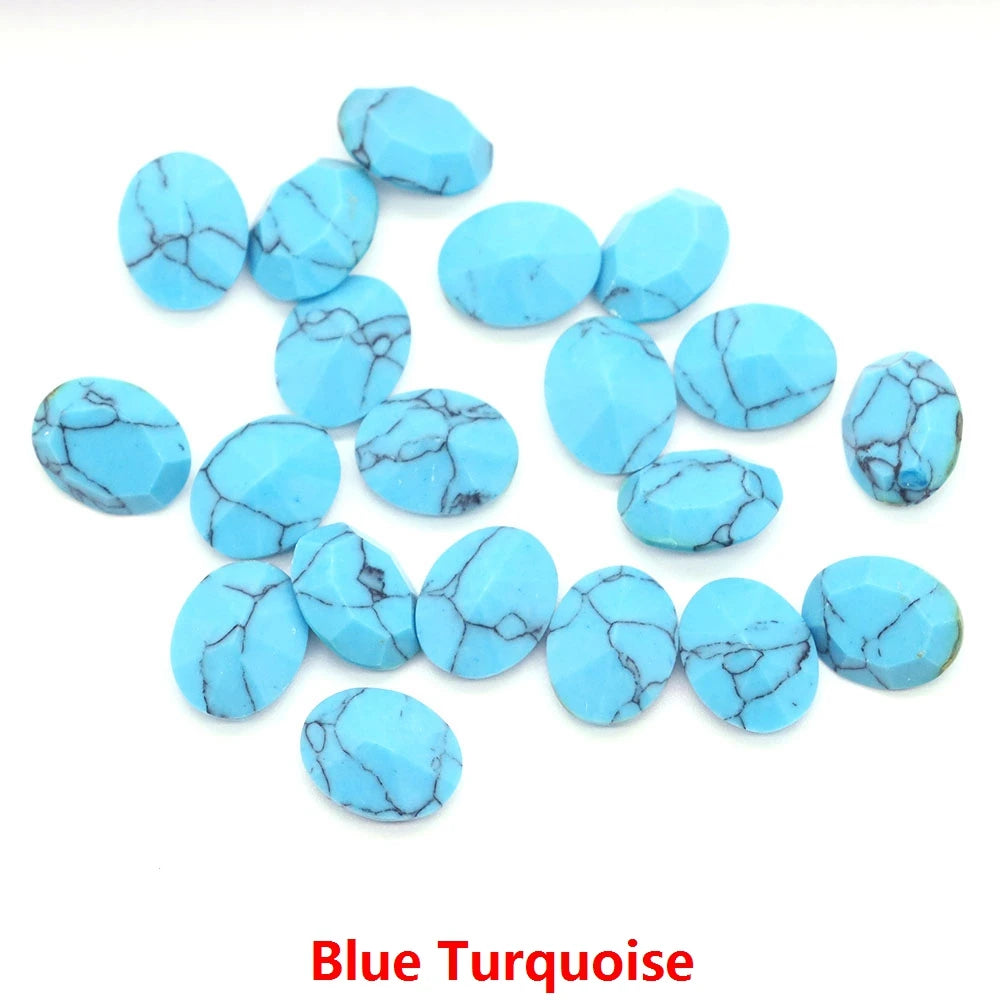 8X10mm Natural Stone Oval Cut Diamonds Faceted Loose Cabochon Beads Amethyst Healing Crystal for Jewelry Making DIY Ring Earring