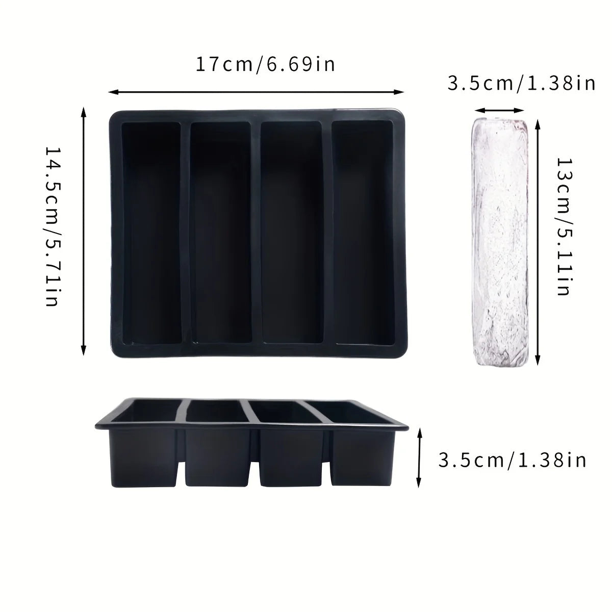1/4pcs Large Rectangular Ice Cube Mold Set with Lid Stackable Freezer Trays for Bottles Beverages Long Cubes Mould Kitchen Items - AMULET RING STORE