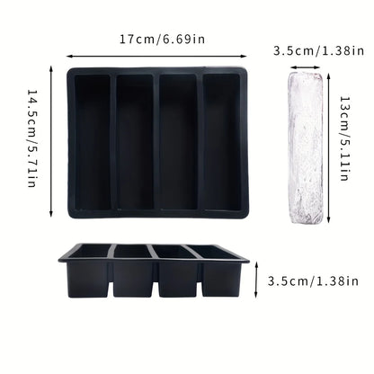 1/4pcs Large Rectangular Ice Cube Mold Set with Lid Stackable Freezer Trays for Bottles Beverages Long Cubes Mould Kitchen Items - AMULET RING STORE