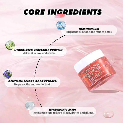 50g Collagen Niacinamide Jelly Cream Deep Moisturizing Pore Shrinking Brightening Niacinamide Gel  Lifting Firming Face Skin Car