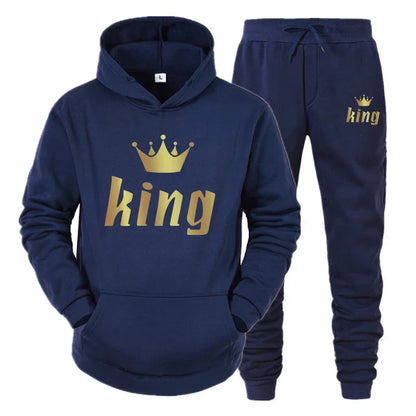 King And Queen Couple Outfit Hoodie and Jogger Pants High Quality Men Women Daily Casual Sport Jogging Suit King Queen Tracksuit - AMULET RING STORE