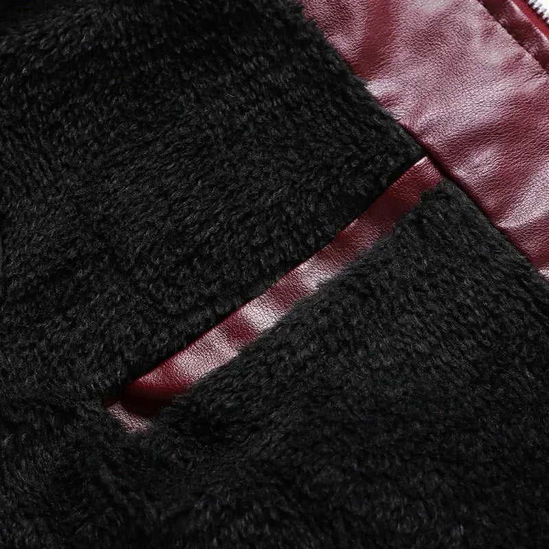 Men's Motorcycle Leather Jacket Standing Collar Coat Jacket Men's Leather Bomber Moto Jackets Baseball Collar PU Bike For Male