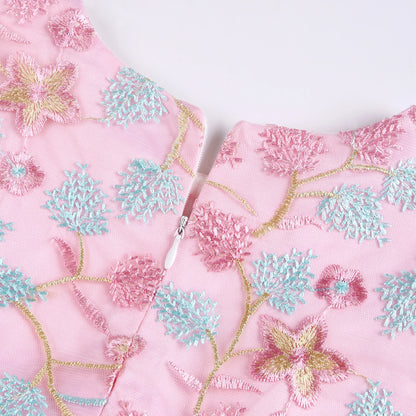 European and American embroidery dress dress girl's party lace princess dress flower child net gauze Pengpeng dress