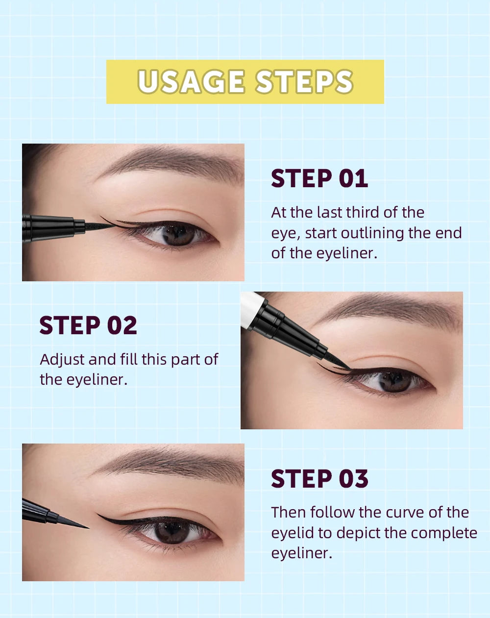 QIBEST High Pigment Eyeliner Pencil Waterproof Smudgeproof Makeup Eye Liner Liquid Black Eyeliner Quick Drying Eyes Cosmetics - AMULET RING STORE