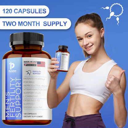 Men's Fertility Support, Ginseng, Multivitamins, Multiminerals, L-Carnitine, Maca, Niacin, Chromium - 120 Capsules