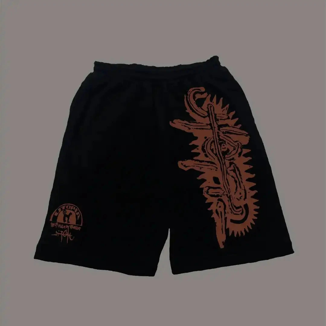 Y2K Vintage Gym Shorts Men Women Sports Low Waist Distressed Design Cotton Blend Quick Dry Athletic Wear Retro Street Style