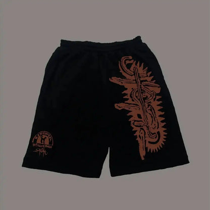 Y2K Vintage Gym Shorts Men Women Sports Low Waist Distressed Design Cotton Blend Quick Dry Athletic Wear Retro Street Style