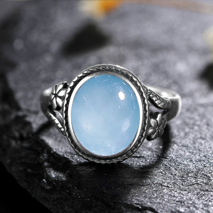 Natural 8*10MM Tiger's Eye Stone Finger Ring Fashion Jewelry Rings for Women Gift S925 Silver Flower Shaped Ring