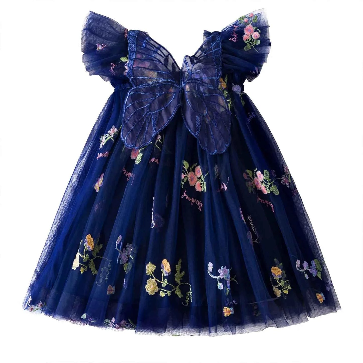 Delicate Party Prom Evening Dress Colorful Flower Embroidery Dresses Fashion Butterfly Princess Dress Birthday Princess Clothes