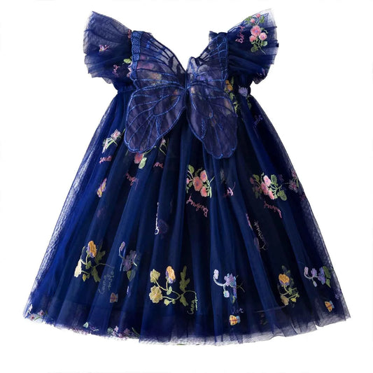 Delicate Party Prom Evening Dress Colorful Flower Embroidery Dresses Fashion Butterfly Princess Dress Birthday Princess Clothes