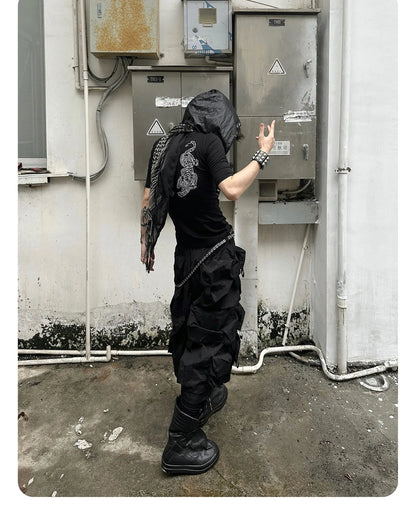 Mauroicardi Spring Summer Cool Handsome Thin Black Nylon Cargo Shorts for Men with Many Pockets Luxury Emo Techwear Clothes 2025