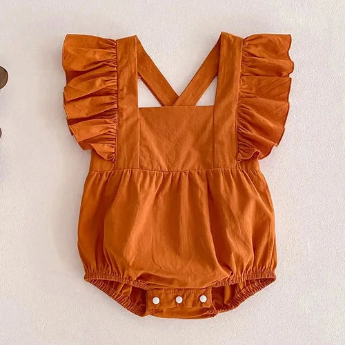 2024 New Summer Toddler Baby Girls Jumpsuit Sleeveless Cotton Solid Color Newborn Baby Girls Romper 0-24M Children Clothes - AMULET RING STORE