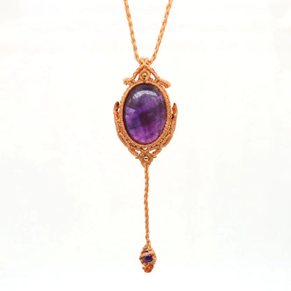 Natural Stones Tear Water Drop Pendant Crystals Healing Handmade Thread Rope Wrap Braided Macrame Chain Necklace Jewelry Gifts - AMULET RING STORE