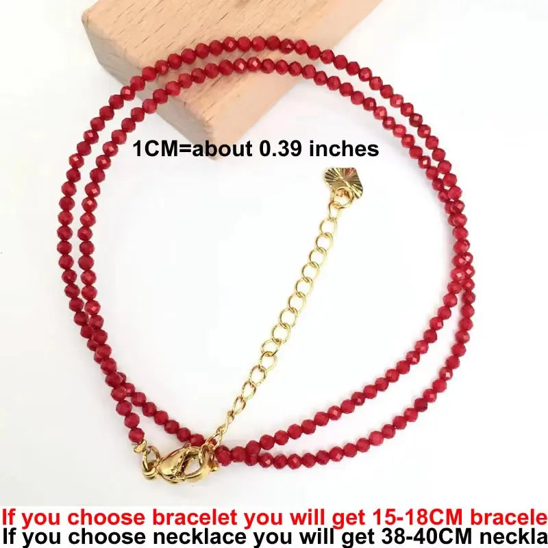 Fashion 2-3mm Faceted stone beads Necklace bracelet Pink Quartz Crystal zircon amethyst Choker Men Female Jewelry Party Gift - AMULET RING STORE