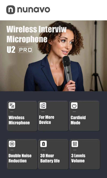 NUNAVO wireless microphone Interview professional microfeono Mic Handle broadcast microphone handheld for iphone smart phone