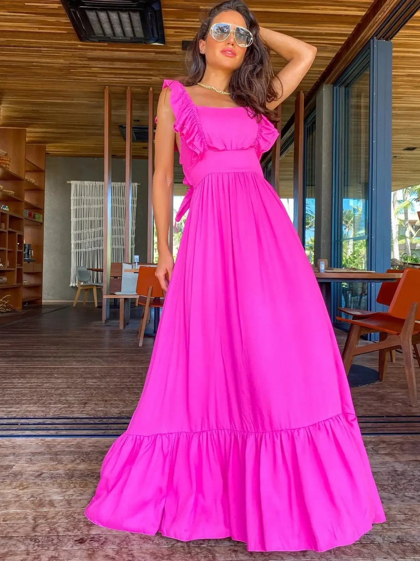 V-Neck Backless Beach Dress - Summer Beachwear - AMULET RING STORE