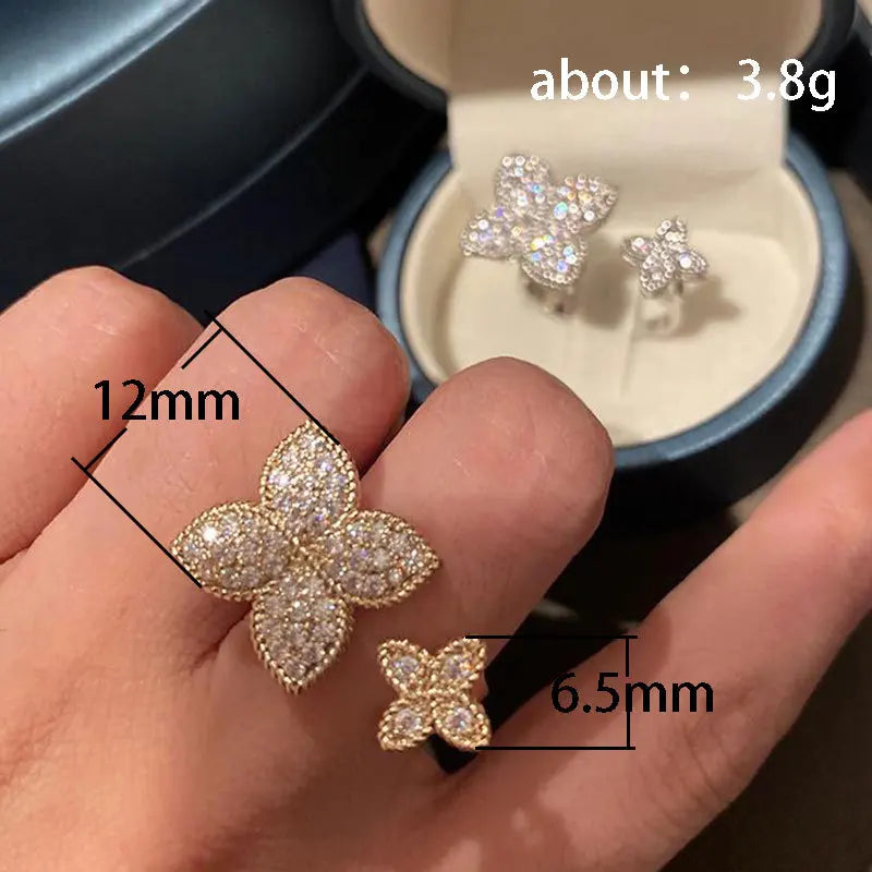CAOSHI Chic Aesthetic Flower Opening Ring for Female Daily Party Accessories with Bright Zirconia Stylish Women Wedding Jewelry - AMULET RING STORE