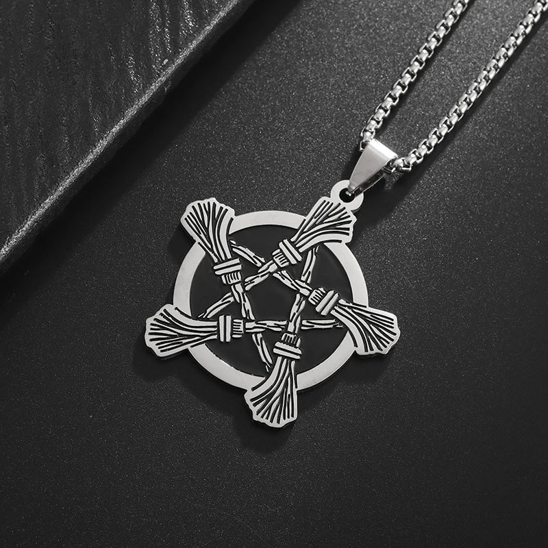 Stainless Steel 7 Archangel Seal Necklace Solomon Kabbalah Seal Pendant for Men Personality Charm Amulet Jewelry