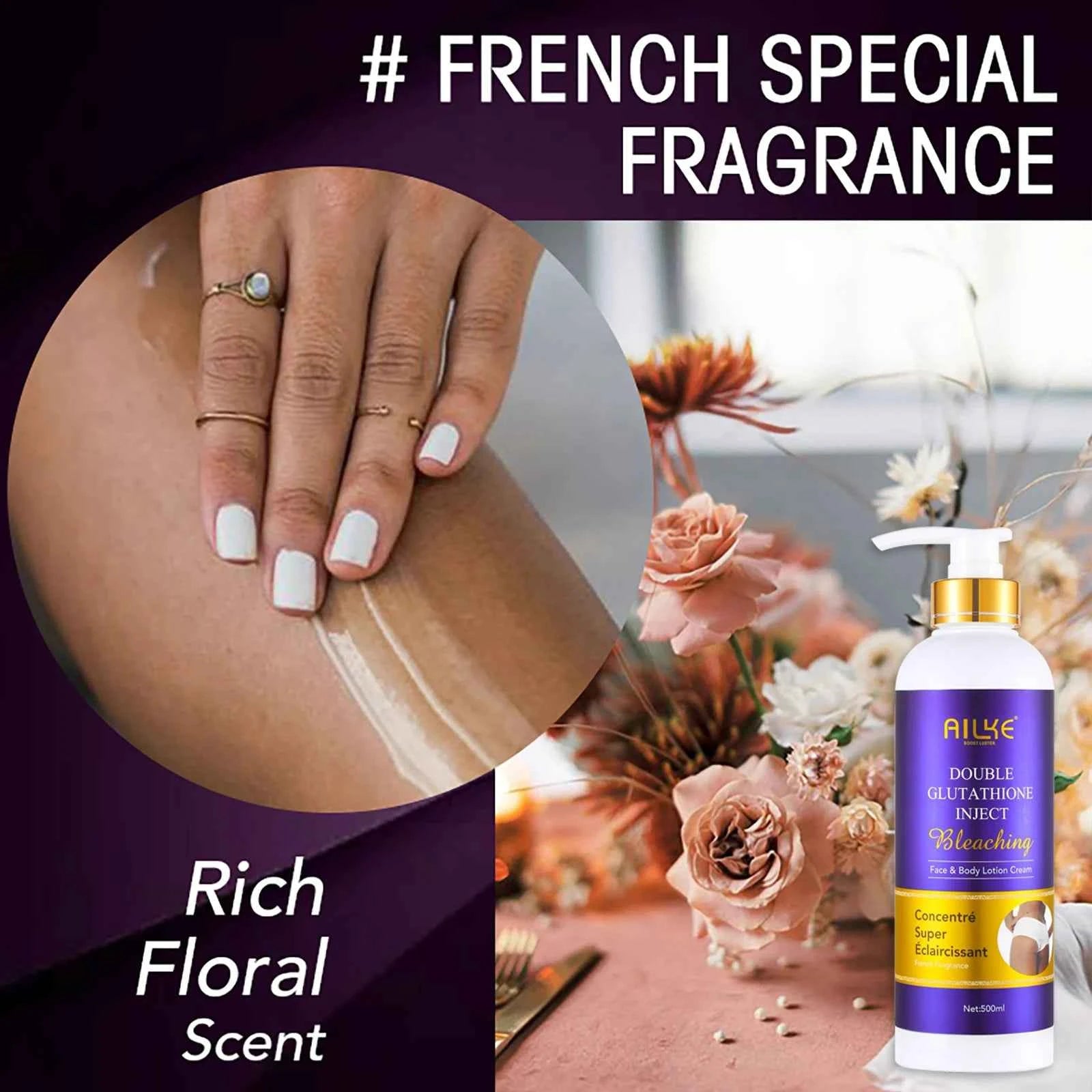 AILKE Whitening Cream, Glutathione Body Lotion for Brighter Skin, Reduce Dark Spots, Black Spots, Moisturizing, Even Skin Tone