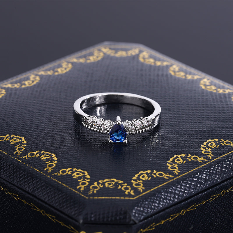Trend Double Hollow Round Oval Sapphire 925 Silver Plated Couple Ring for Women Silver Plated Christmas Gift Party Jewelry