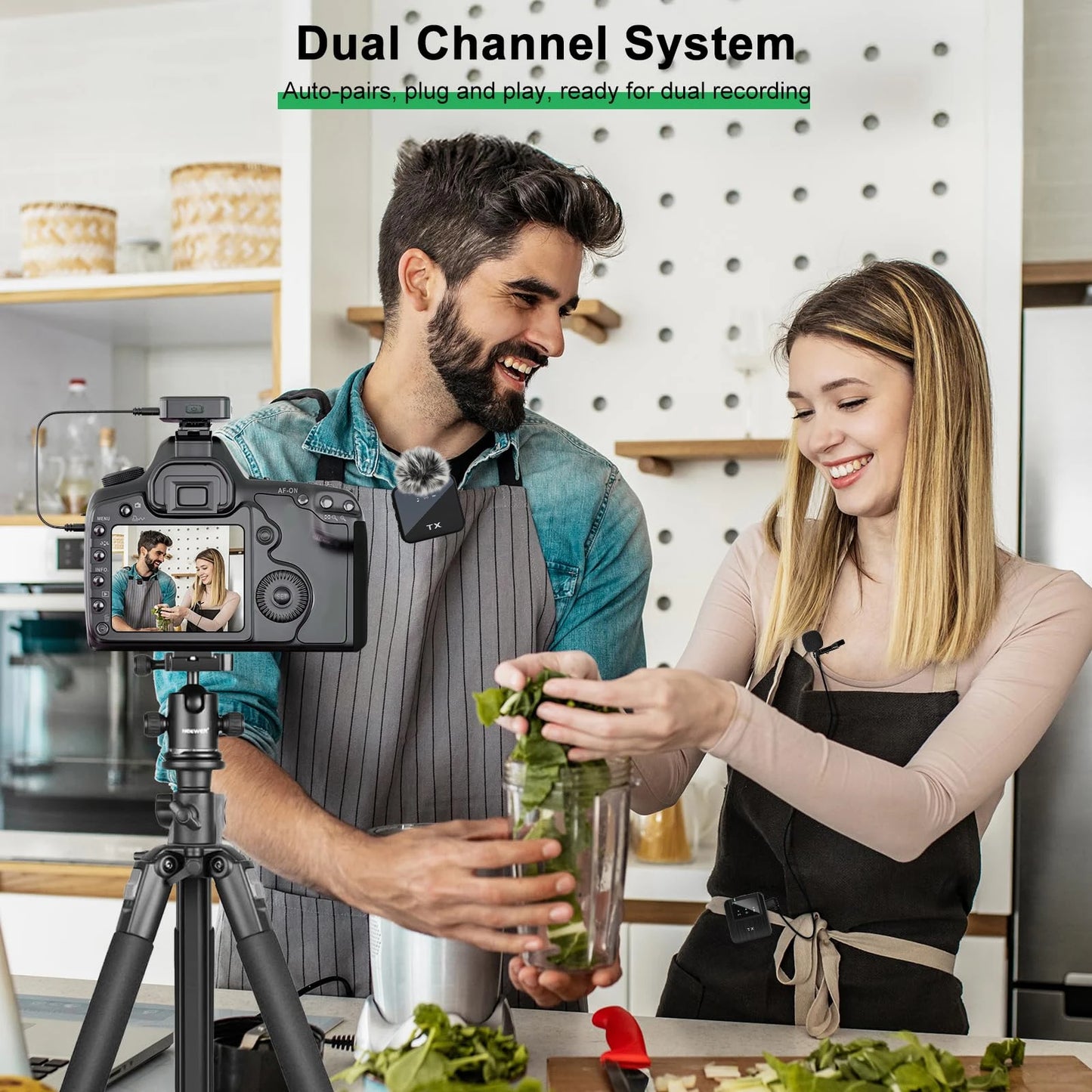 3in1 Wireless Lavalier Microphone for Camera,iPhone,Android,Microphone for Video Recording Recording Podcast Noise Reduction mic