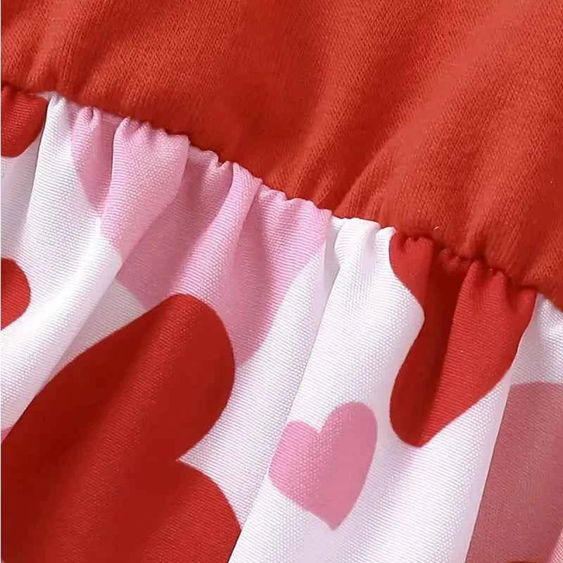 1pcs Summer New Girl's Dress Clothing Childrens Love Print Casual Dresses Princess Sweet Cute Kid's Babys Knit Clothes 100-130cm