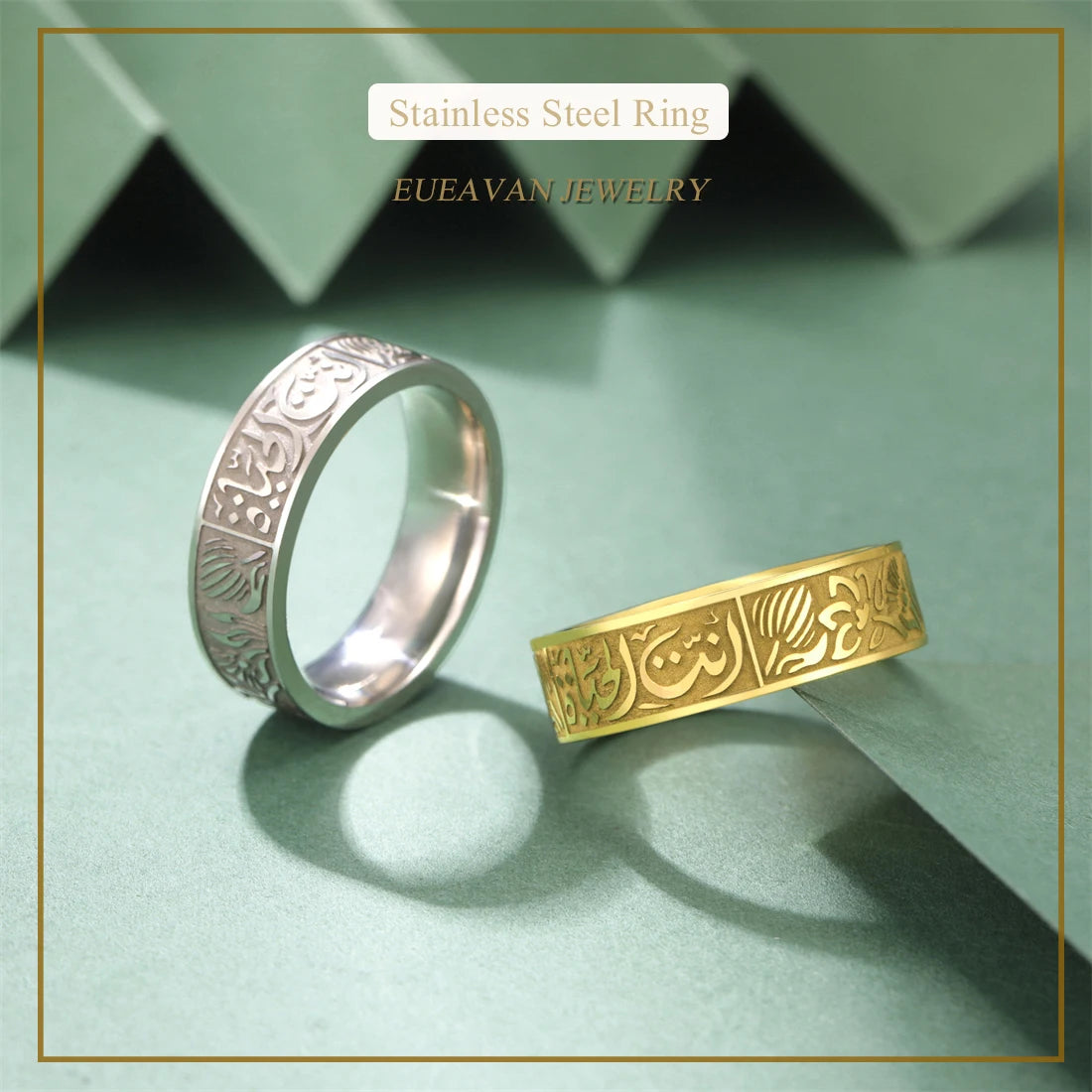 EUEAVAN Muslim Arabic Letter Engraved Ring