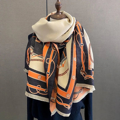 Luxury Scarf Women Winter Cashmere Shawls Wraps Thick Warm Lady Travel Stole Bufanda Hijab Fashion Print 2023