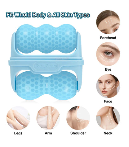 Hello Face Roller Ice Facial Massage Reusable 2 Shape Heads Freezable Ice Massager Lifting Tools