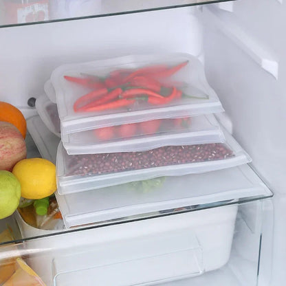 1/5/10 Pcs Reusable Ziplock Silicone Bags Dishwasher Safe Freezer Bag Lunch Bag Sandwich Bags BPA Free for Food Storage Home - AMULET RING STORE