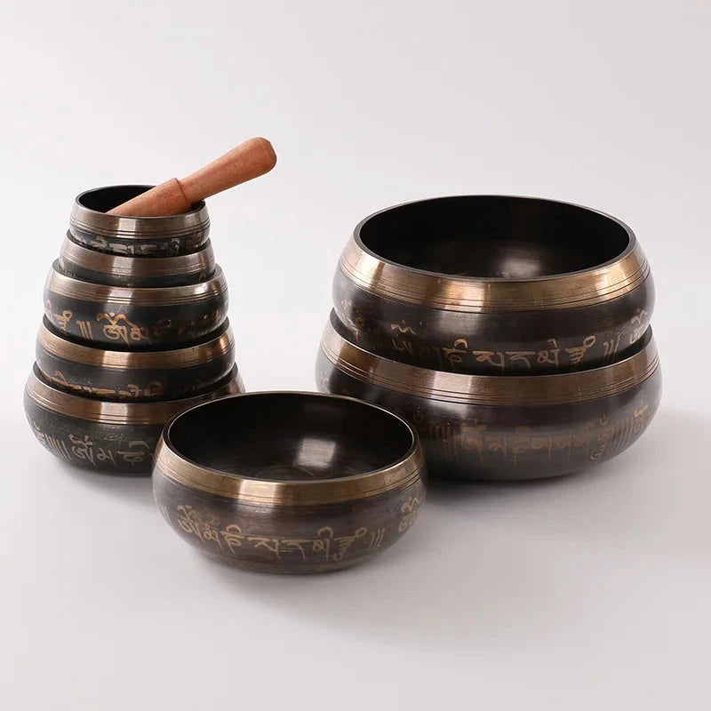Nepal Handmade Bronze Singing Bowl Healing Meditation Yoga Tibetan Singing Bowls Sound Therapy Percussion Instruments - AMULET RING STORE