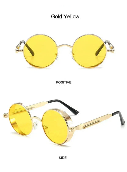 Classic Gothic Steampunk Sunglasses Luxury Brand Designer High Quality Men and Women Retro Round Metal Frame Sunglasses UV400
