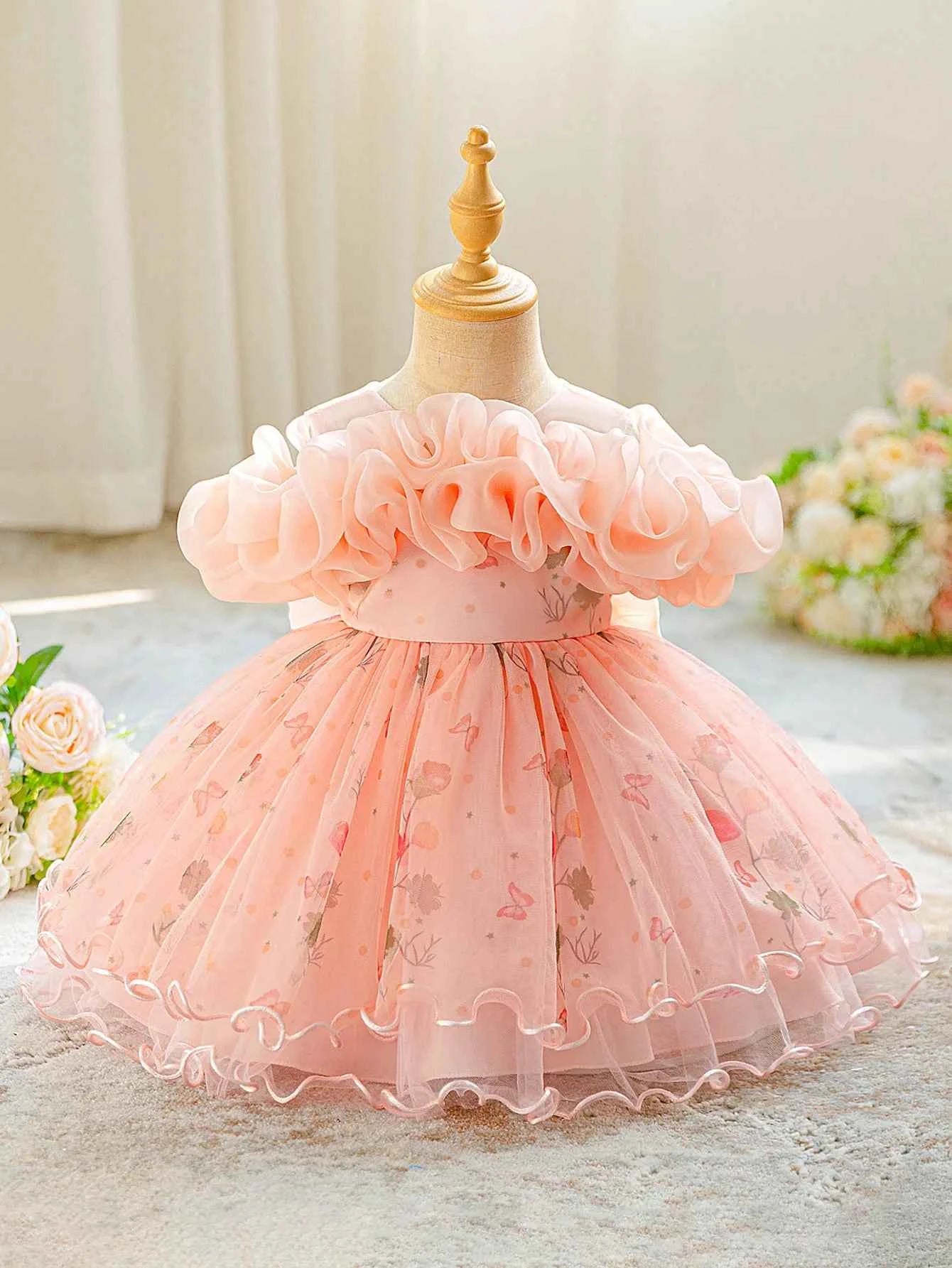 Baby Christening Dress Lace Pageant Christening Dress for Flower Girl Formal Suitable for Birthday Party and Wedding Elegant