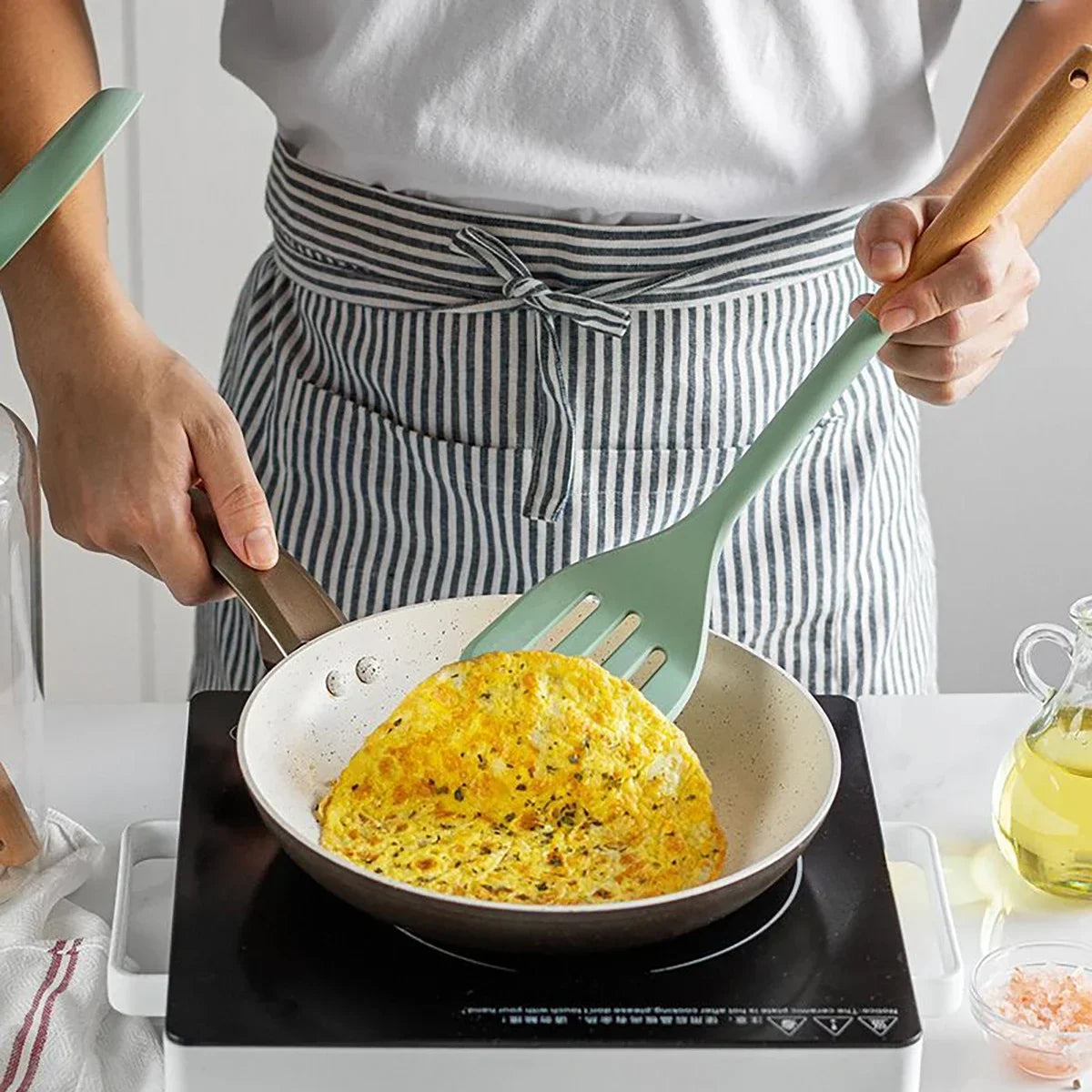 NEW Silicone Spatula Non Stick Pan Wooden Handle Silicone Vegetable Heat-resistant Silicone Cooking Spatula Spoon Kitchen tool - AMULET RING STORE